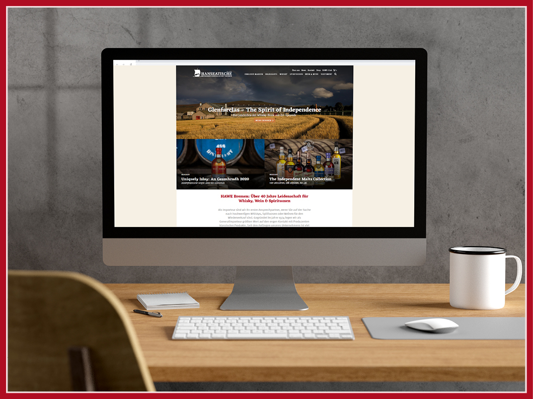 Abbildung der neuen Website auf einem PC-Monitor